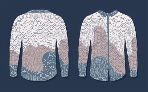 Modern batik Mockup Front and Back on Black Background Illustrazione stock