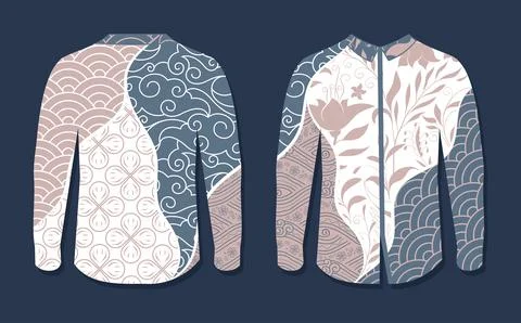 Modern batik Mockup Front and Back on Black Background Stock Illustration