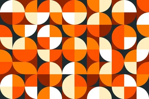 Modern Bauhaus geometric pattern, black, orange Stock Illustration