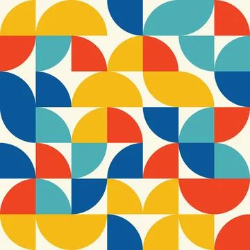 Modern Bauhaus seamless pattern with round shapes and semicircles. Geometri.. Stock Illustration