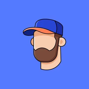 Modern bearded man portrait with cap Illustrazione stock