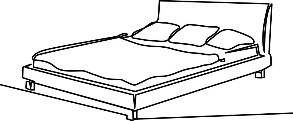 Modern bed with comfortable mattress Vector Stock Illustration