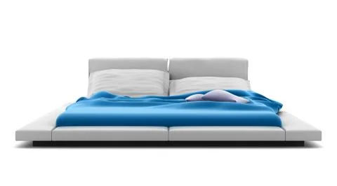 Modern bed isolated on white background with clipping path Stock Illustration