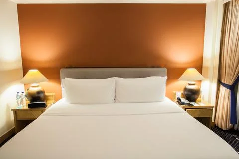 Modern bed room interior Stock Photos