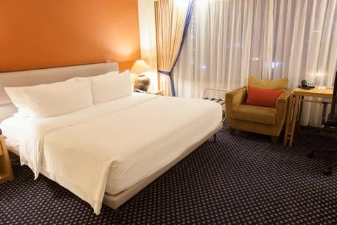 Modern bed room interior Stock Photos