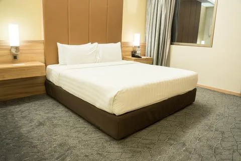 Modern bed room interior Stock Photos