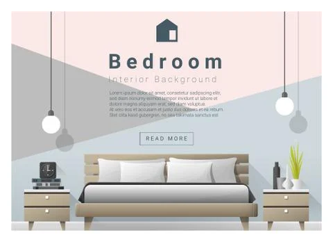 Modern bedroom background Interior design Stock Illustration