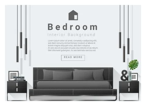 Modern bedroom background Interior design Stock Illustration