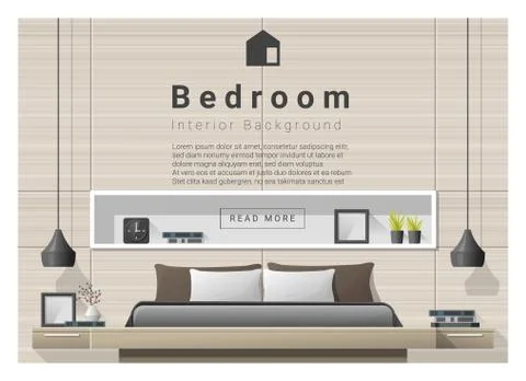 Modern bedroom background Interior design Stock Illustration