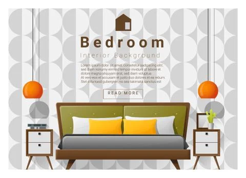 Modern bedroom background Interior design Stock Illustration