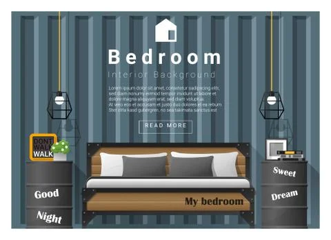 Modern bedroom background Interior design Stock Illustration