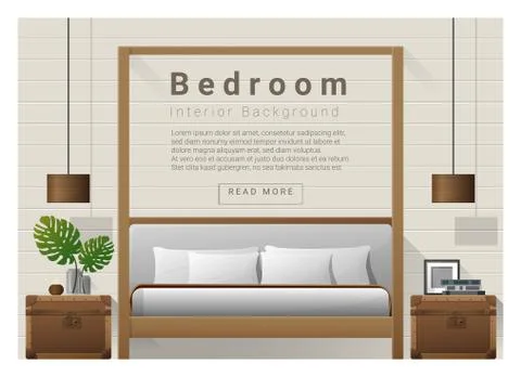 Modern bedroom background Interior design Stock Illustration