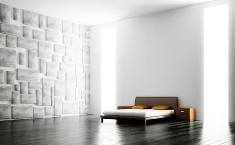 Modern bedroom interior 3d Illustrazione stock