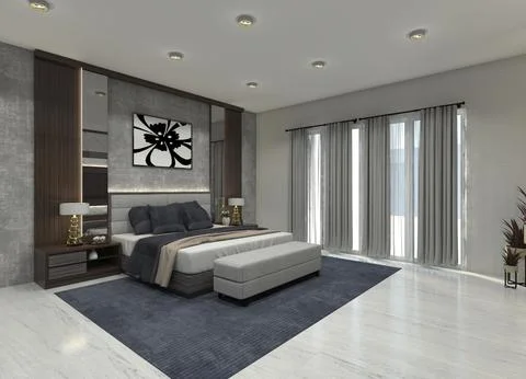 Modern Bedroom Interior Design Stock Illustration