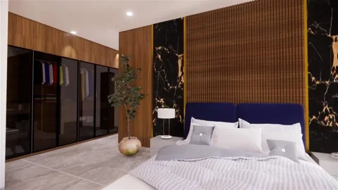 Modern Bedroom Interior Design.Samples for architectural design Stock Footage 217660201