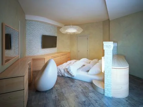 Modern bedroom interior Stock Illustration