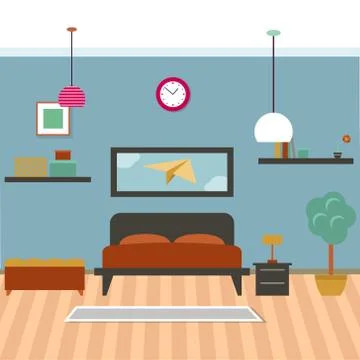 Modern bedroom interior Stock Illustration