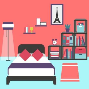 Modern bedroom interior Stock Illustration