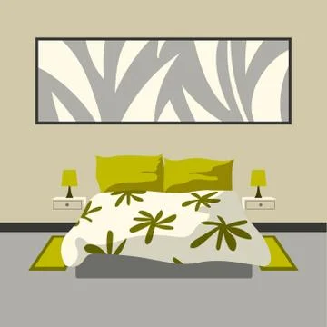 Modern bedroom interior Stock Illustration