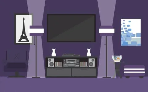 Modern bedroom interior Stock Illustration