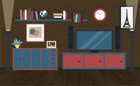 Modern bedroom interior Stock Illustration