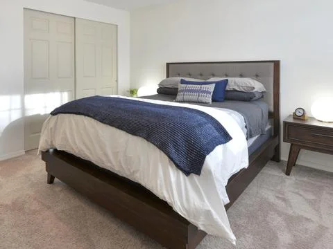 Modern bedroom interior Stock Photos