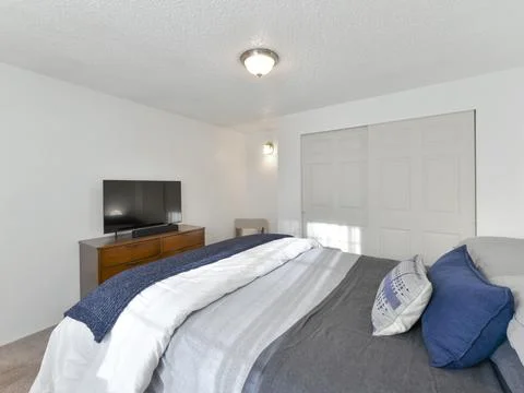 Modern bedroom interior Stock Photos