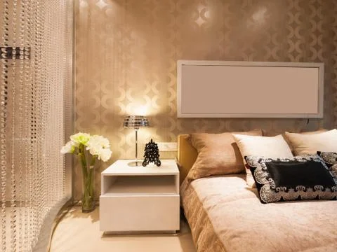 Modern bedroom Stock Photos