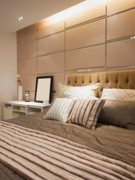 Modern bedroom Stock Photos