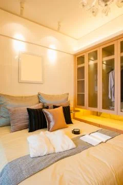 Modern bedroom Stock Photos