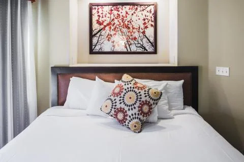 Modern bedroom setup Stock Photos