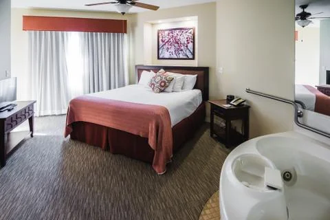 Modern bedroom setup Stock Photos