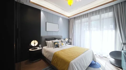 Modern bedroom with simplicity design Stock Footage 198275896