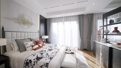 Modern bedroom with simplicity design Stock Footage 198276128