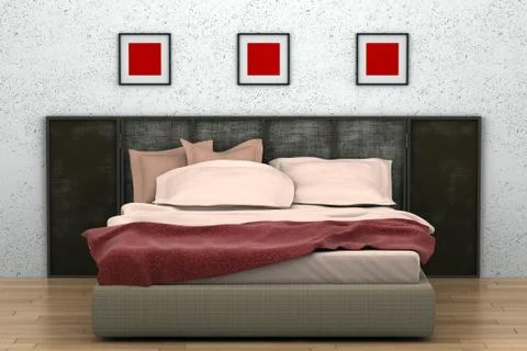 Modern bedroom with white wall Stock Illustration