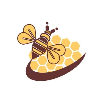 Modern bee and honeycomb vector logo and icon Illustrazione stock