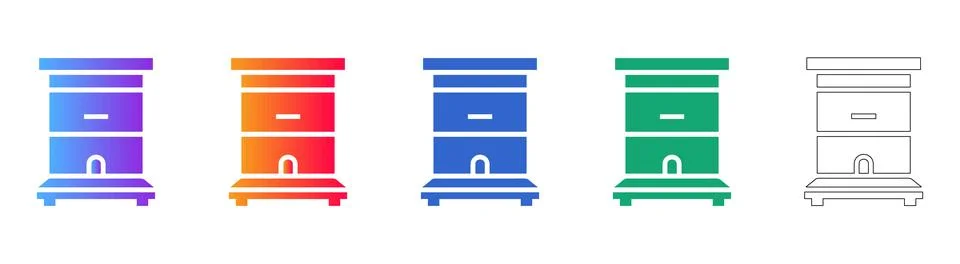 Modern Beehive Icon Set with Gradient and Outline Styles Stock Illustration