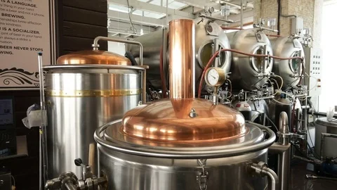 Modern beer brewing equipment Stock Footage 85001654