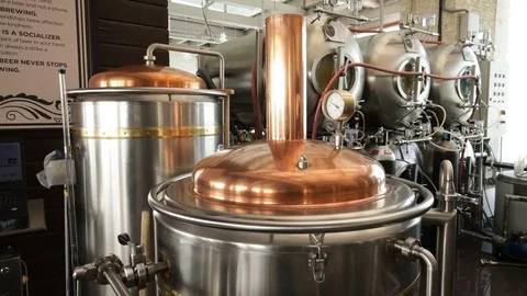 Modern beer brewing equipment Video stock 85001660