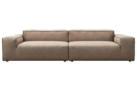 Modern beige modular fabric sofa. 3d render Stock Illustration