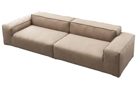 Modern beige modular fabric sofa. 3d render Stock Illustration