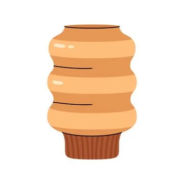 Modern beige ribbed table lamp cozy ceramic light isolated vector illustratio 스톡 일러스트