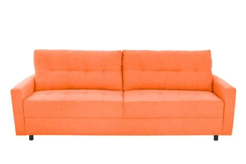 Modern beige suede couch sofa  isolated Stock Photos