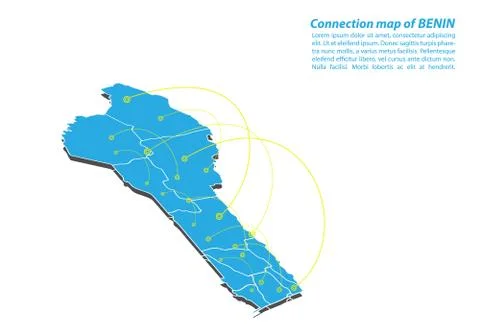 Modern of benin Map connections network design, Best Internet Concept of beni Stock Illustration