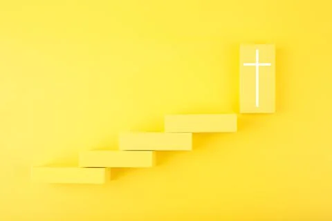 Modern biblical creative religious concept of steps to faith and God Stock Photos