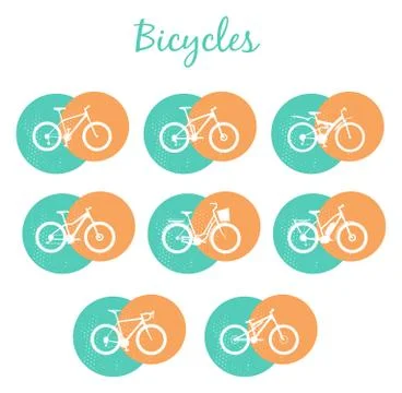 Modern Bicycles Set Stock Illustration