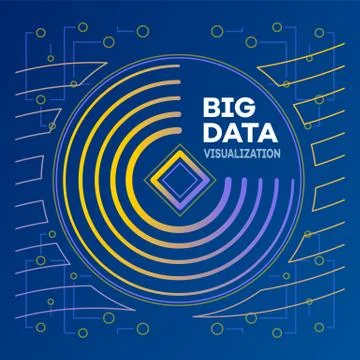 Modern big data banner, outline style Illustrazione stock