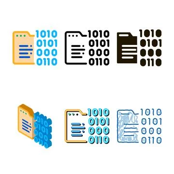 Modern binary code icon vector outline 库存插图