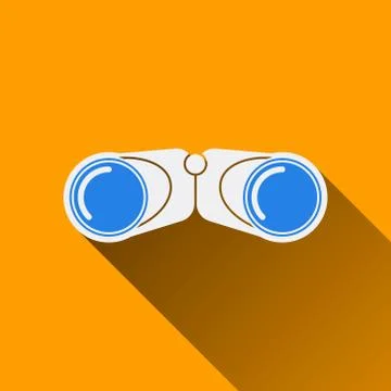 Modern Binocular Flat Icon with Long Shadow, Vector Illustration Stock Illustration