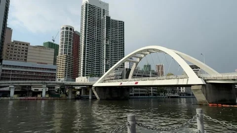 Modern Binondo-Intramuros Bridge over Pasig River 4K Stock Footage 337458797